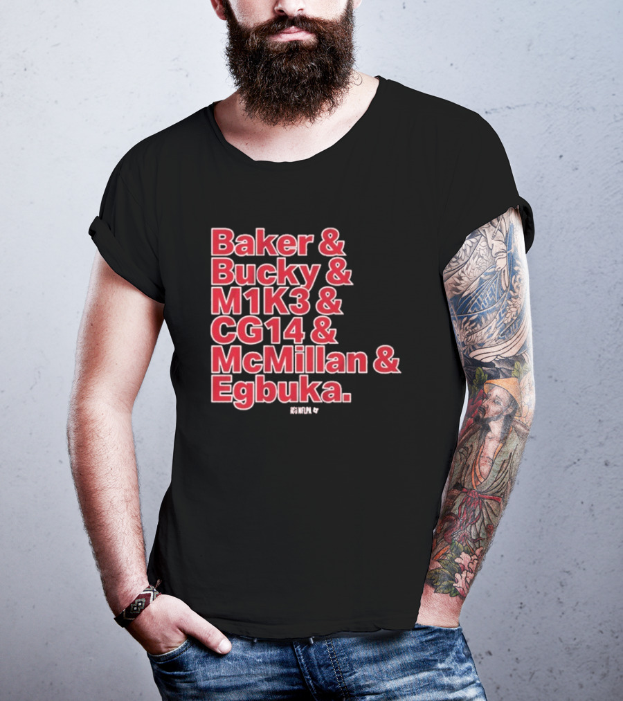 Baker & Bucky & M1K3 & CG14 & McMillan & Egbuka Names Tampa Bay Buccaneers T-Shirt