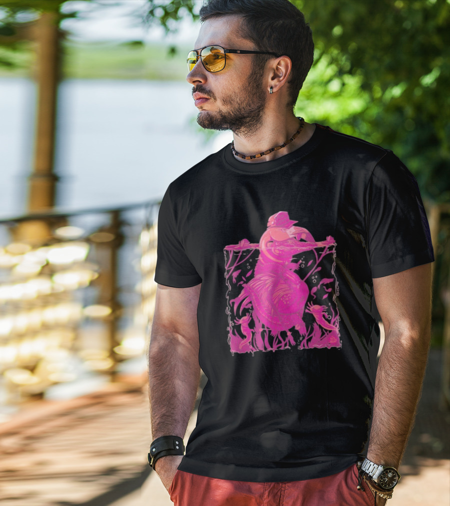 Ten Hundred Clever Girl Pink Dinosaur With Hat Underwater Artwork T-Shirt