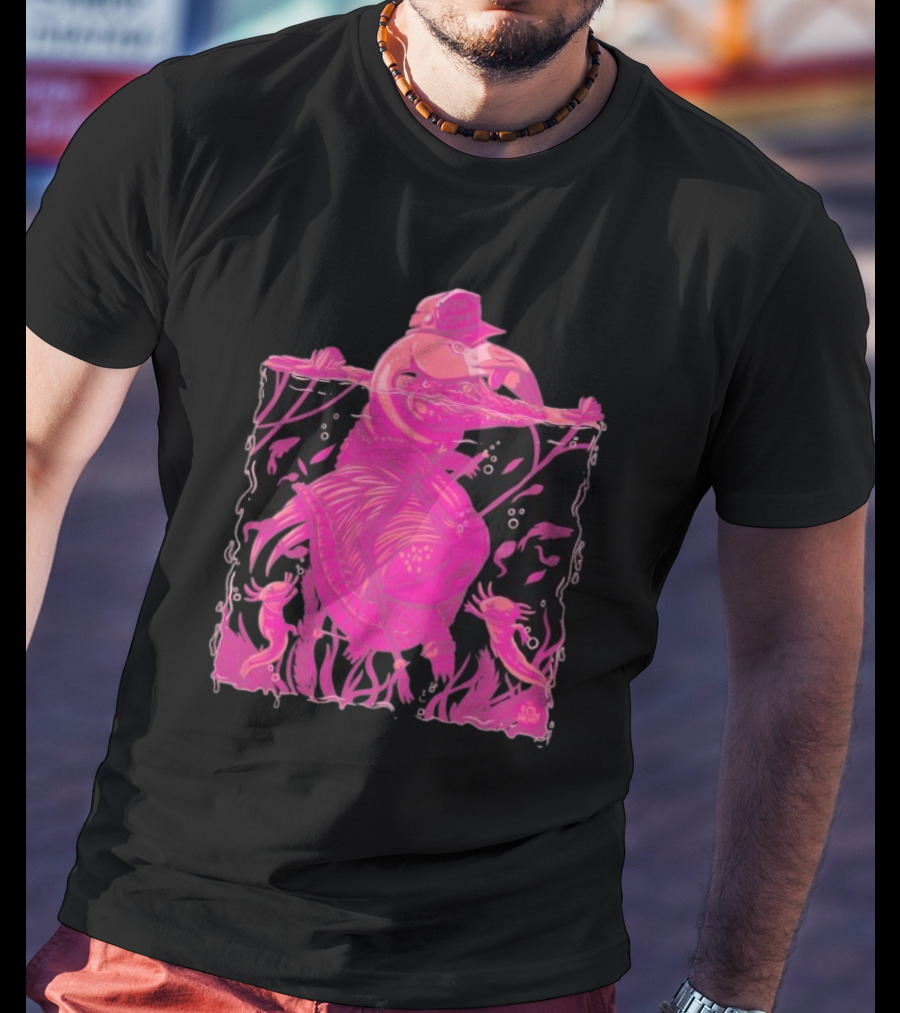 Ten Hundred Clever Girl Pink Dinosaur With Hat Underwater Artwork T-Shirt