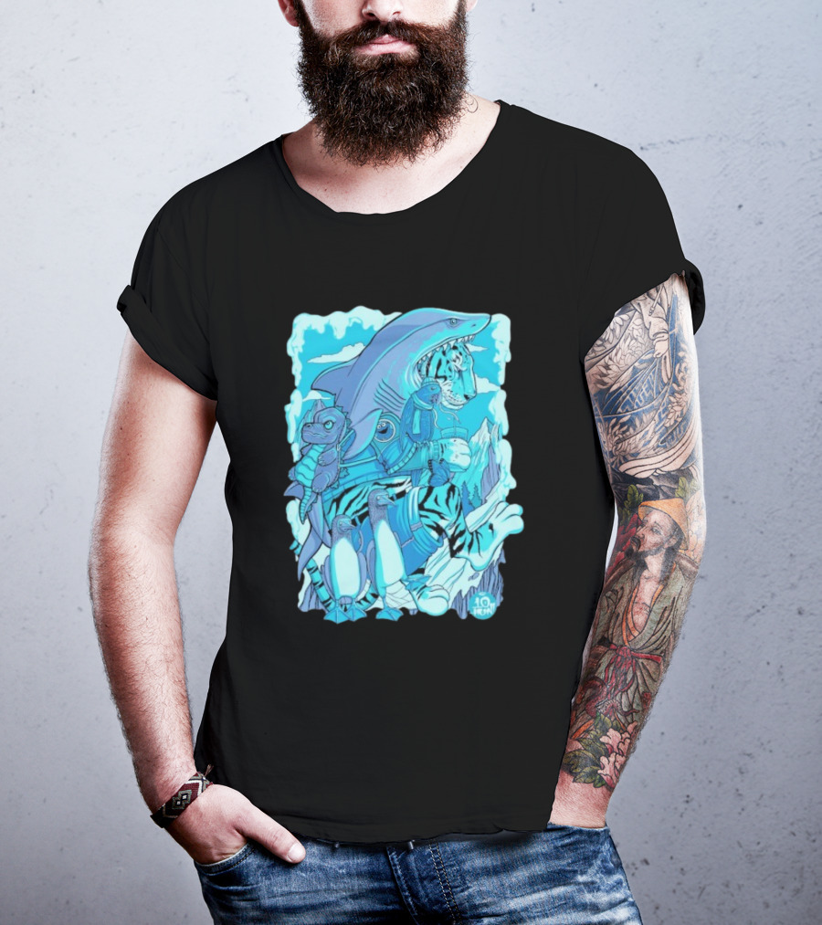 Ten Hundred Siberian Stroll Tiger Shark Creatures Penguins 10 Hun T-Shirt