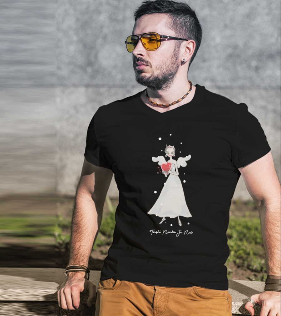 Tenshi Nanka Ja Nai Angel Illustration Holding Heart T-Shirt