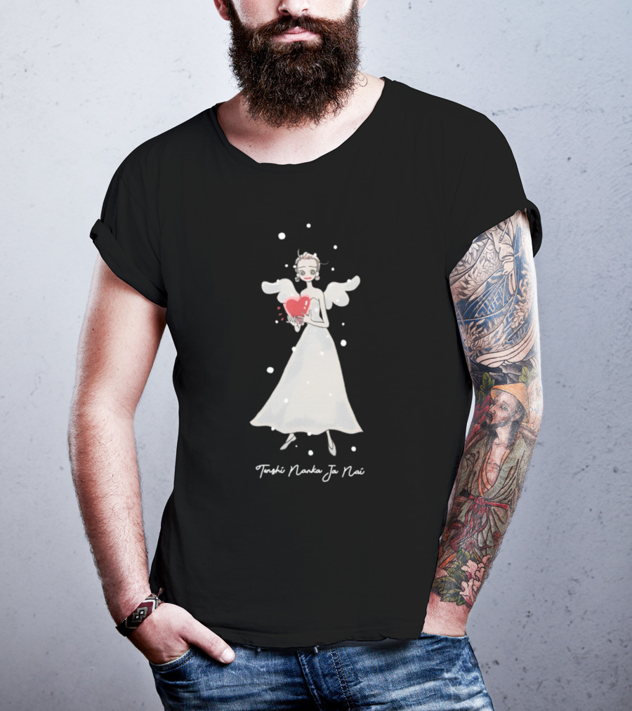 Tenshi Nanka Ja Nai Angel Illustration Holding Heart T-Shirt