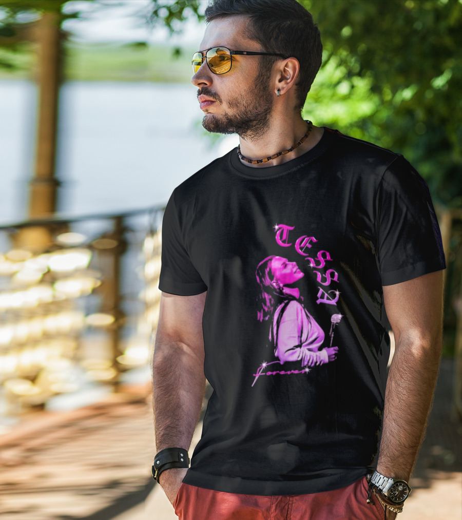 Tessa Forever Økologisk Pink Silhouette With Rose And Stars T-Shirt