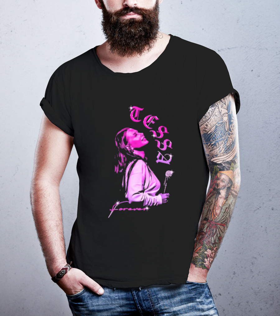 Tessa Forever Økologisk Pink Silhouette With Rose And Stars T-Shirt
