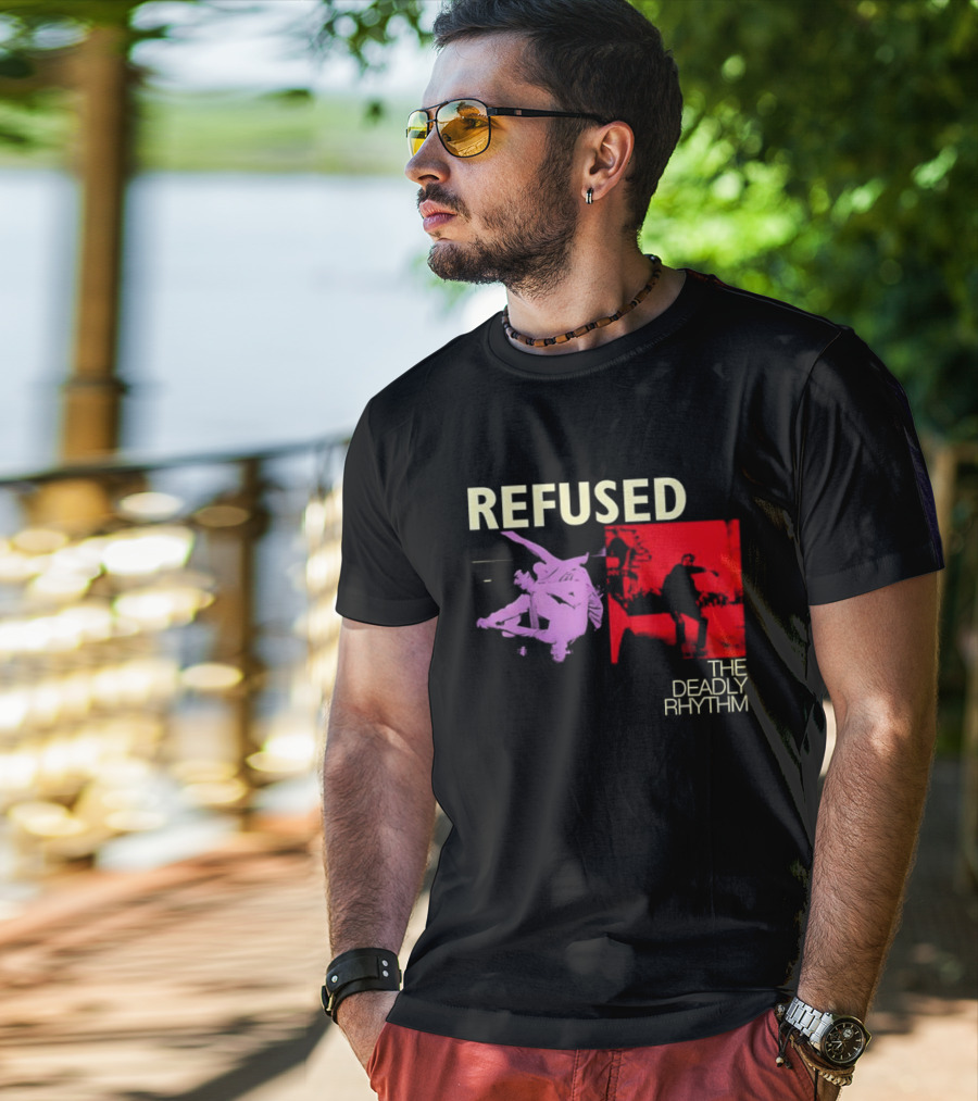 Refused The Deadly Rhythm Skater Red And Purple Imagery T-Shirt