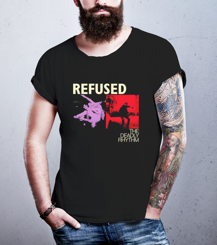 Refused The Deadly Rhythm Skater Red And Purple Imagery T-Shirt