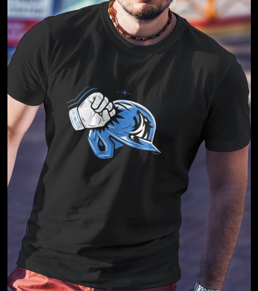 The Wolf Of Chavez Ravine Los Angeles Dodgers Fist Bump Helmet T-Shirt