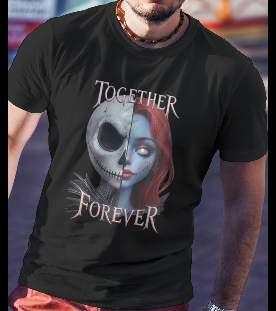 Together Forever Jack And Sally Half Face Mashup T-Shirt