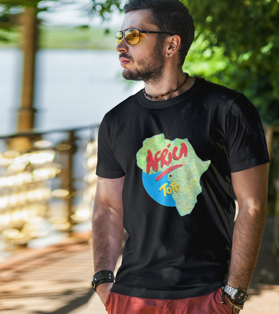 Toto Africa Map Shape With Record Design T-Shirt