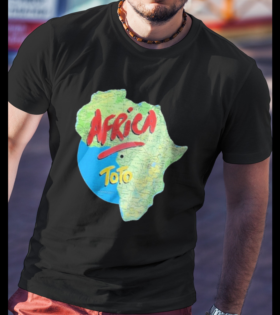 Toto Africa Map Shape With Record Design T-Shirt
