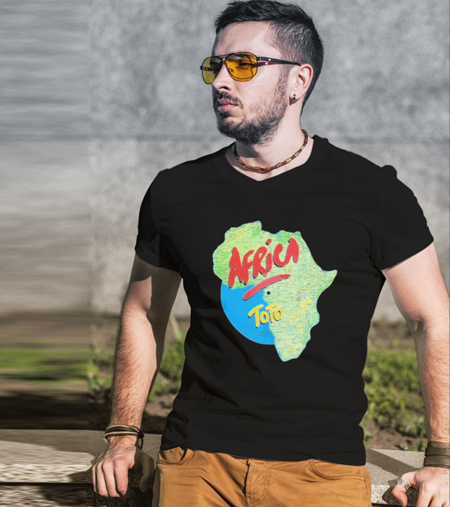Toto Africa Map Shape With Record Design T-Shirt