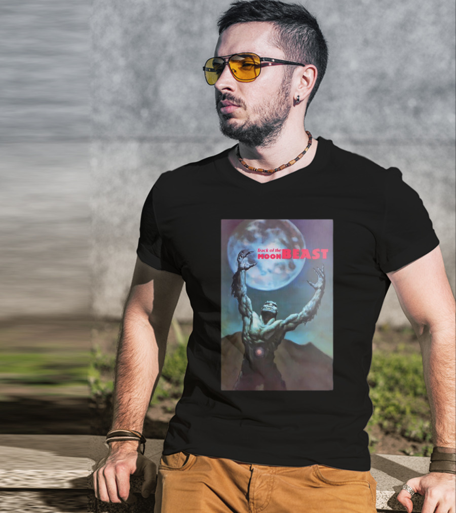 Track Of The Moon Beast Monster Howling At Full Moon T-Shirt