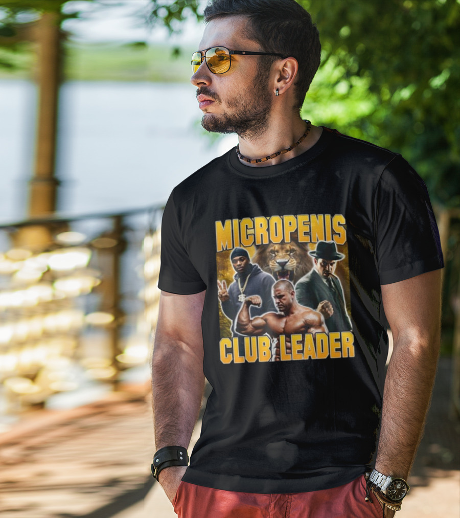 Micropenis Club Leader With Muscle Man And Lion T-Shirt