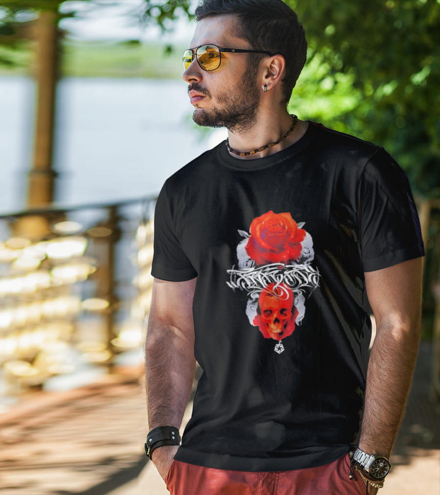 Tribal Gear Huit Rose Skull And Rose Graphic T-Shirt