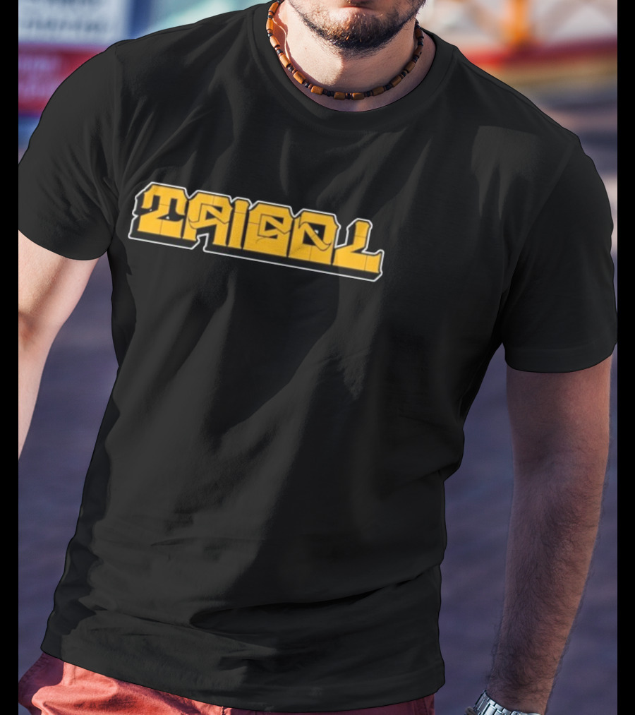 Tribal Gear Victim Gold Graffiti Font Bold Yellow Text T-Shirt