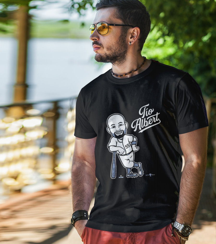 Tío Albert Baseball Player Cartoon With Bat And Number 55 T-Shirt