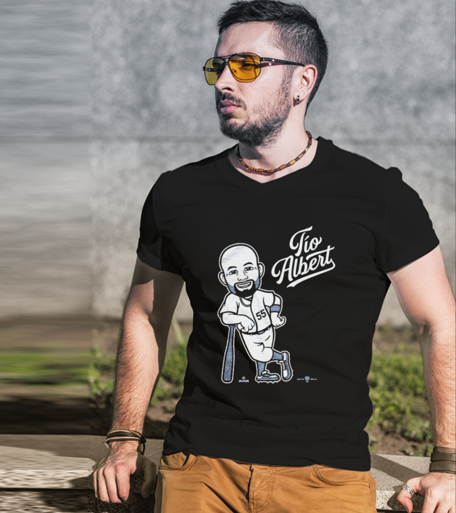 Tío Albert Baseball Player Cartoon With Bat And Number 55 T-Shirt