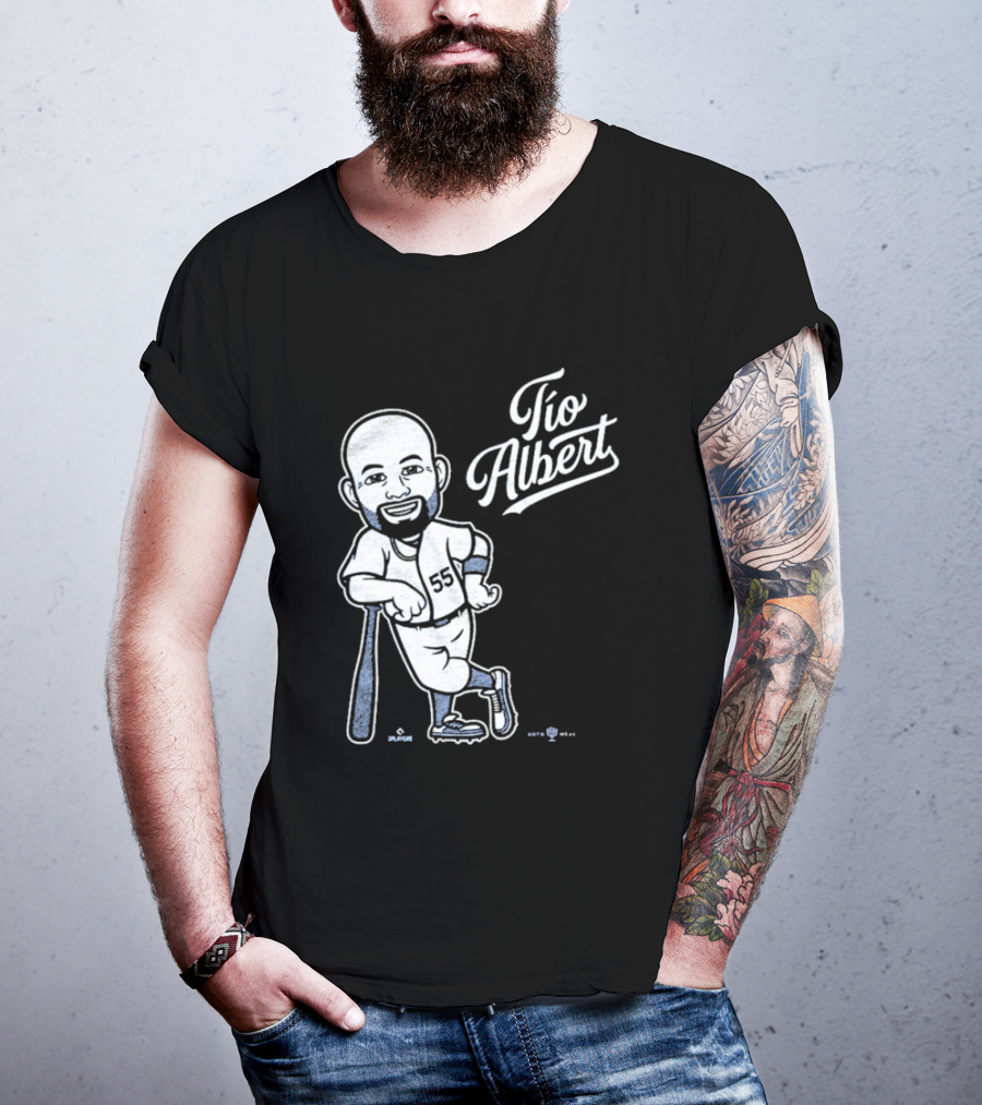 Tío Albert Baseball Player Cartoon With Bat And Number 55 T-Shirt