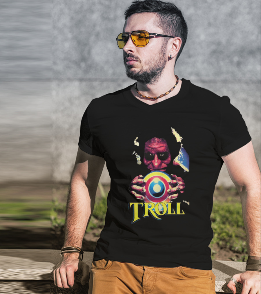 Troll Creepy Character Holding Colorful Orb T-Shirt