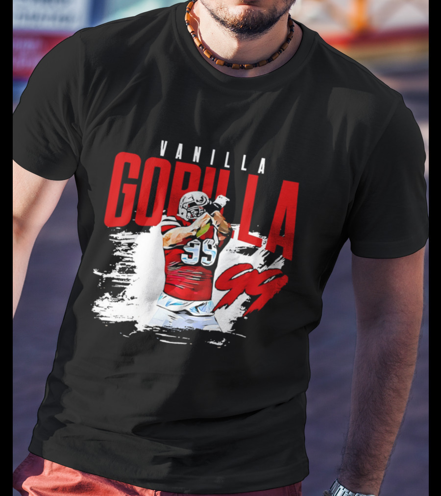 Vanilla Gorilla Number 99 Football Jersey Athlete Action Pose T-Shirt