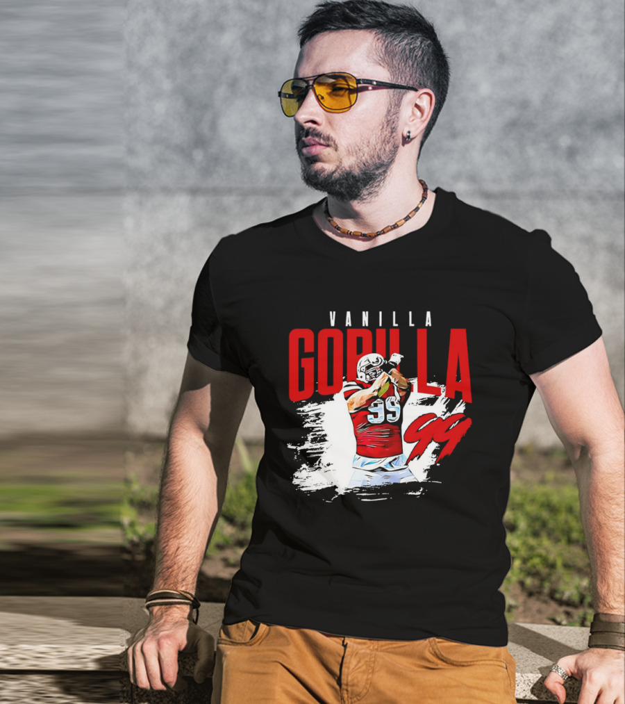 Vanilla Gorilla Number 99 Football Jersey Athlete Action Pose T-Shirt