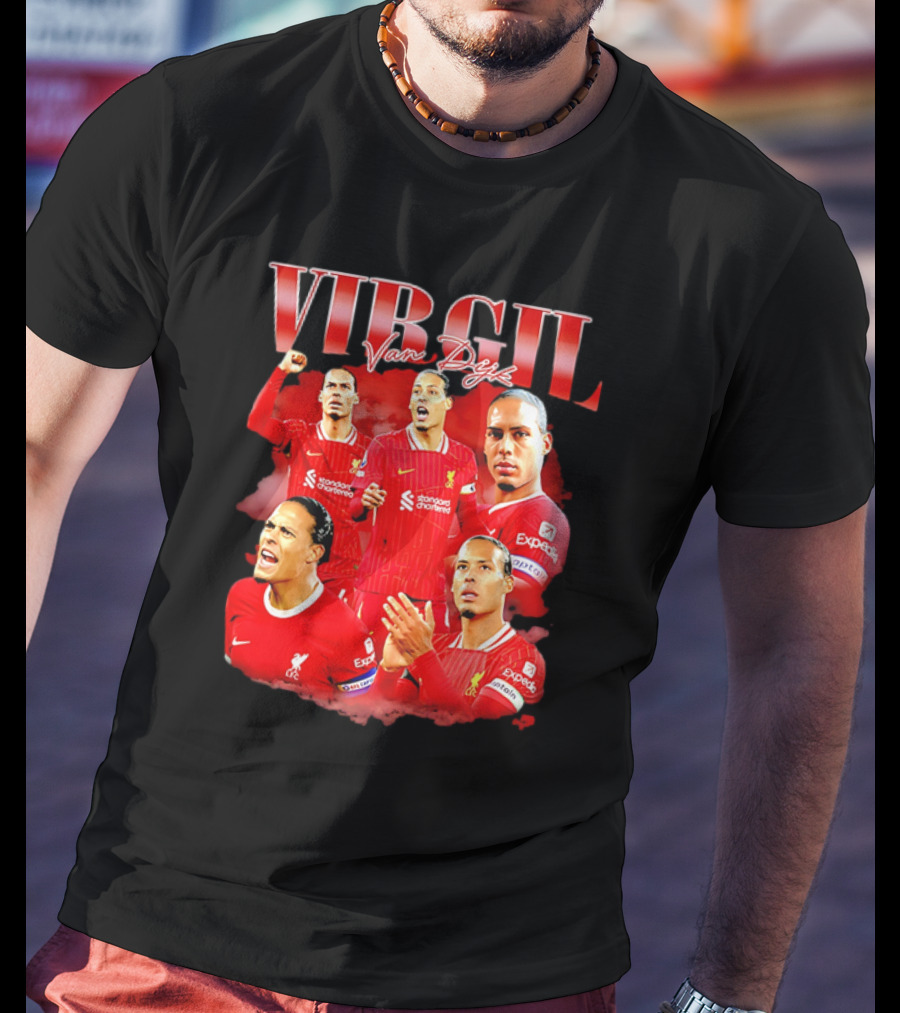 Virgil Van Dijk Liverpool FC Number 4 Captain Liverpool Red Jersey T-Shirt