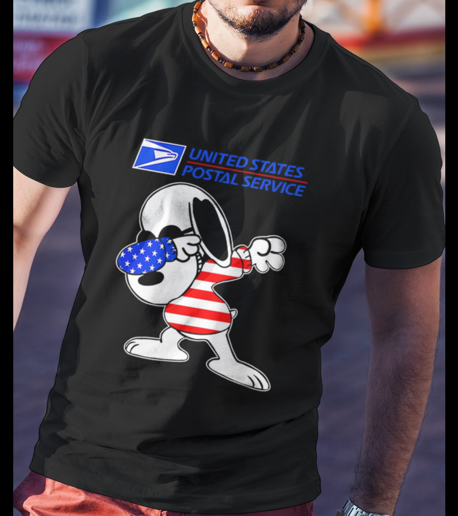 USPS United States Postal Service Snoopy Dabbing American Flag T-Shirt