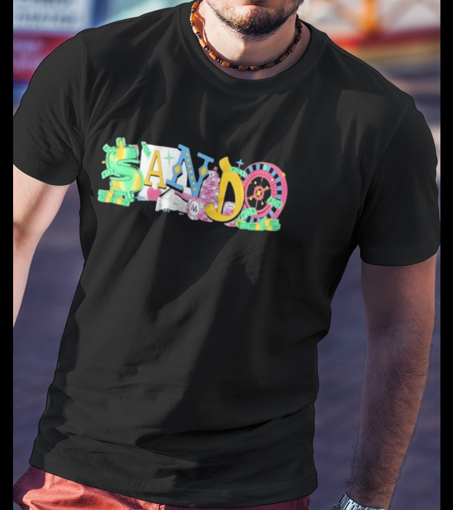 Vegas Matt Sando Casino Theme Money Roulette And Dice T-Shirt