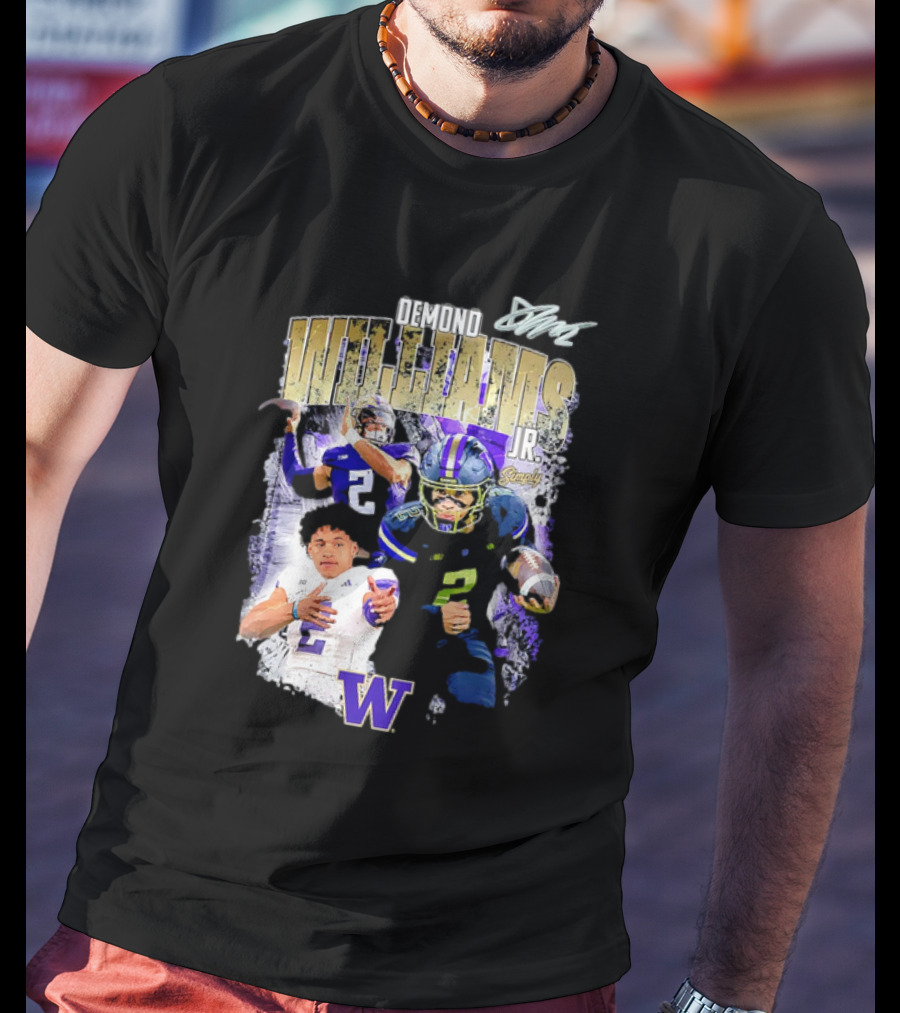 Demond Williams Jr. Washington Huskies Football W Logo T-Shirt
