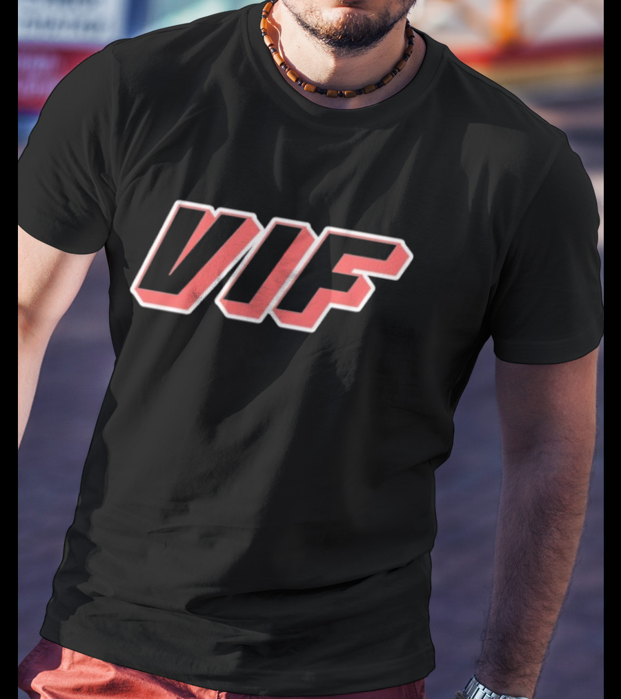 VIF Bold Red Black Outline Text T-Shirt