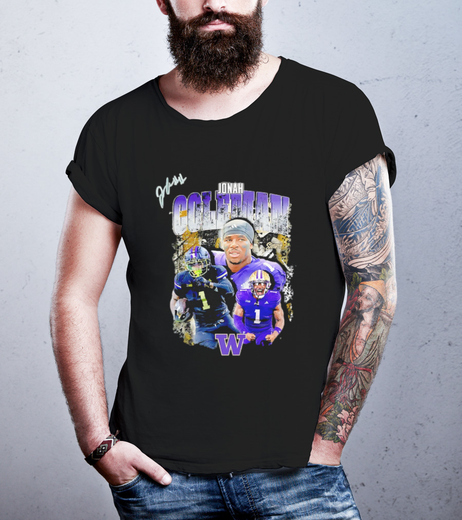 Jonah Coleman Washington Huskies Simply College Football W Player Signature T-Shirt