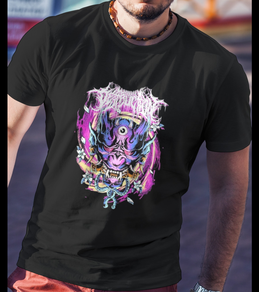 Within Destruction Psychedelic Oni Mask With Floral Accents T-Shirt