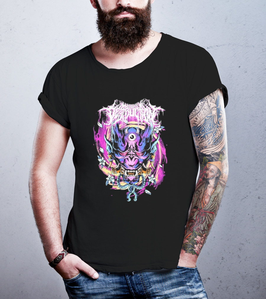 Within Destruction Psychedelic Oni Mask With Floral Accents T-Shirt