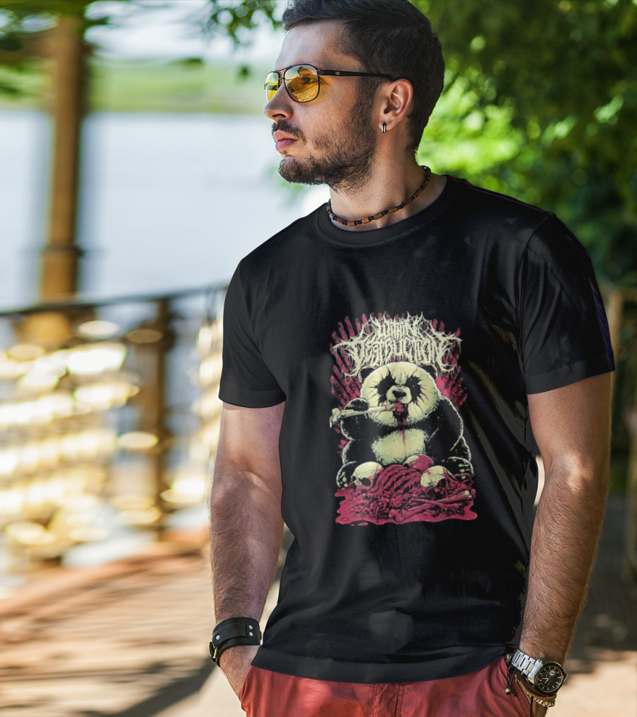 "Within Destruction Kawaii Panda Eating Noodles With Skulls And Bones" T-Shirt