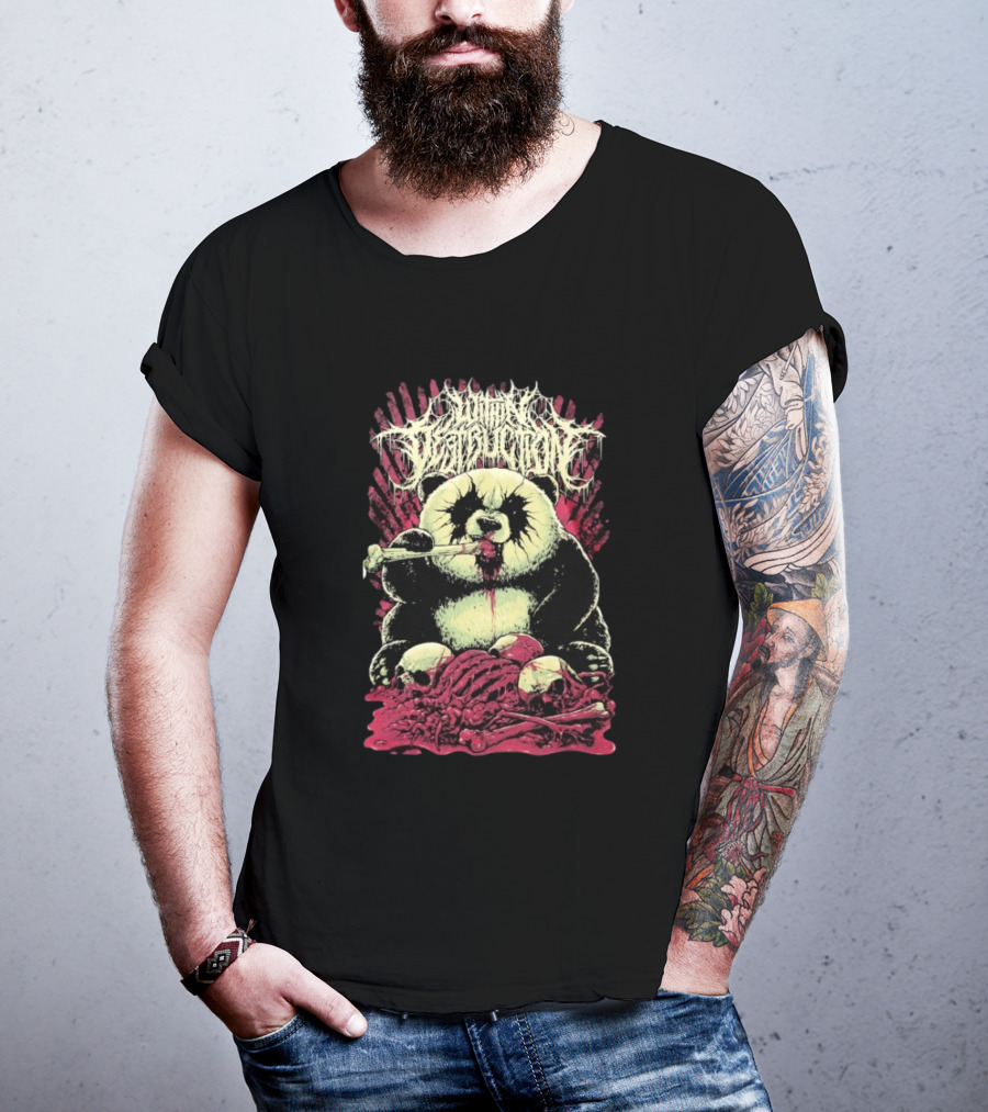 "Within Destruction Kawaii Panda Eating Noodles With Skulls And Bones" T-Shirt