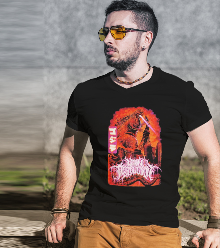 Within Destruction Reptile Kaiju Tokyo Destruction Scene T-Shirt