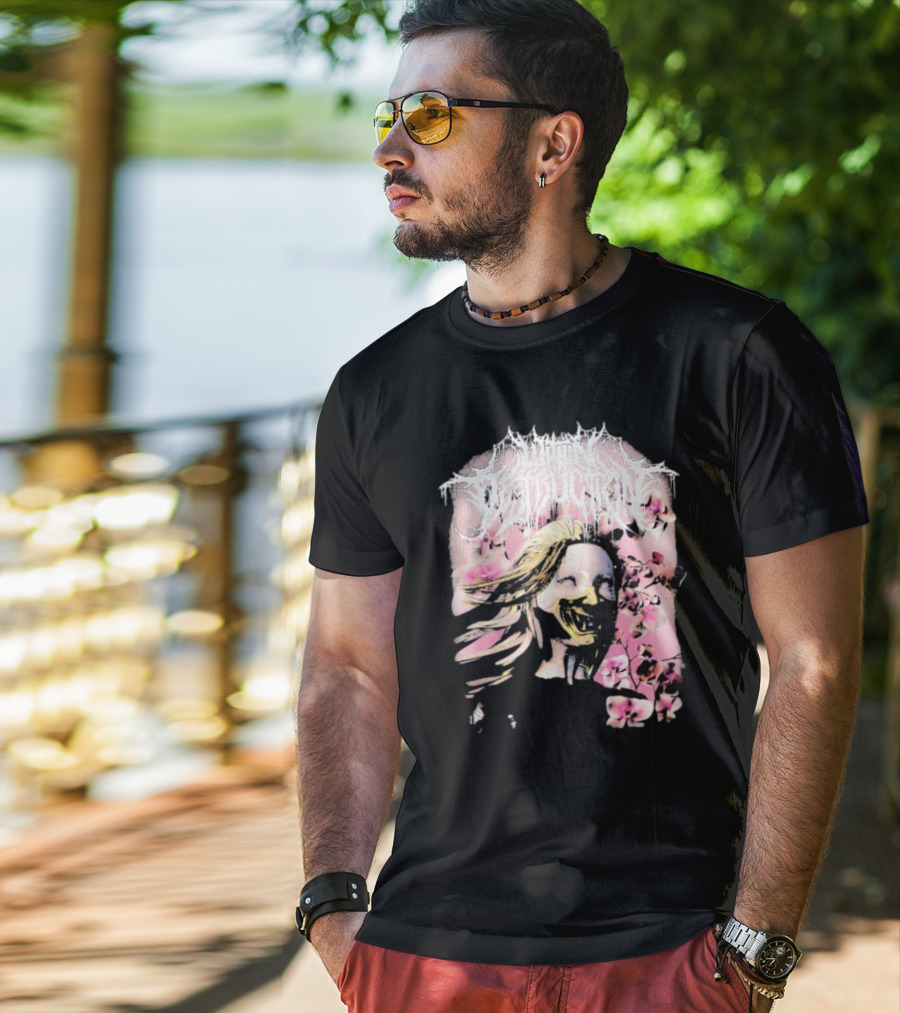 Within Destruction Yokai Cherry Blossoms Masked Face Design T-Shirt
