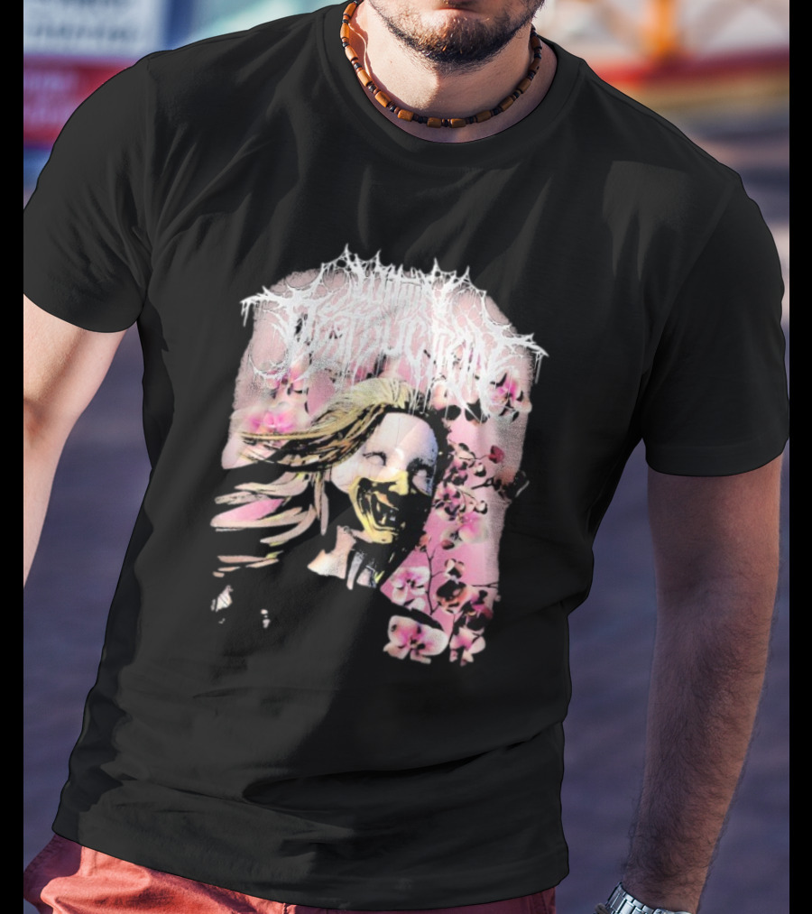 Within Destruction Yokai Cherry Blossoms Masked Face Design T-Shirt