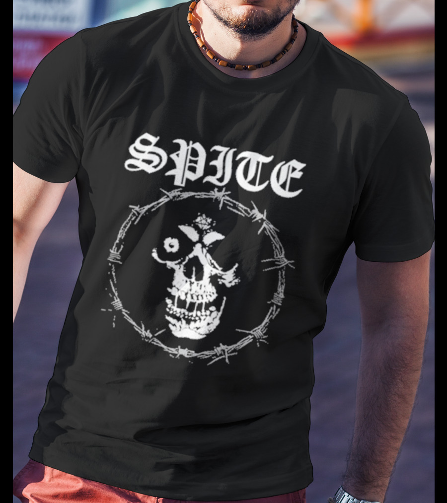 Spite Barbed Wire Skull Theme Pain Is A Place On Earth T-Shirt