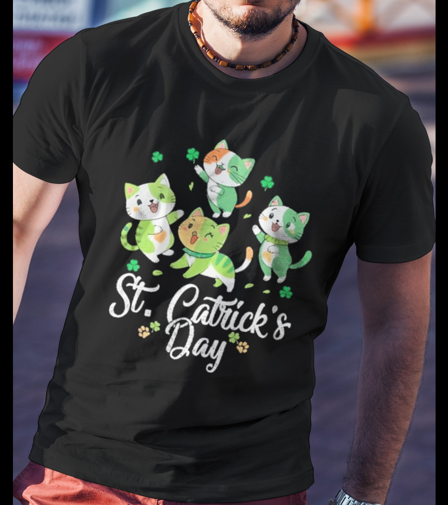 St Catricks Day Cats St Patricks Day Cat Lover St Pattys T-Shirt