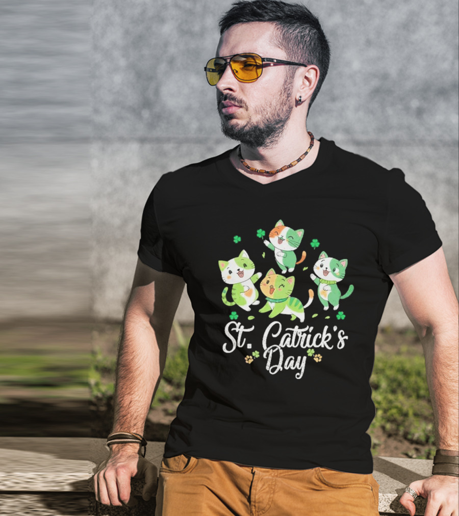 St Catricks Day Cats St Patricks Day Cat Lover St Pattys T-Shirt