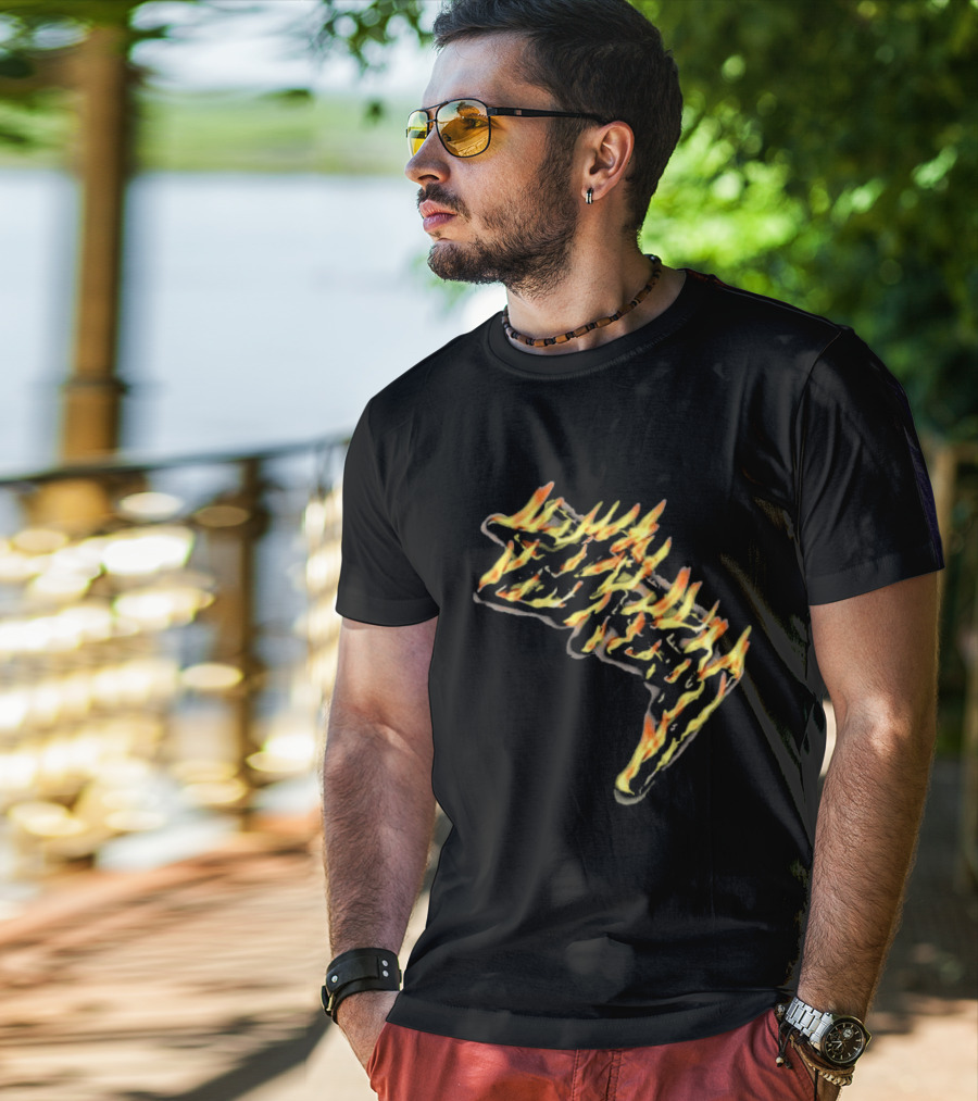 Stussy Burning Stock Flame Graphic Midnight T-Shirt