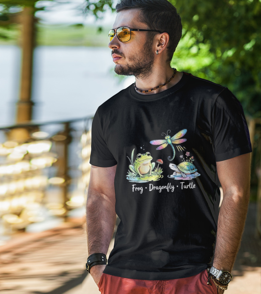Frog Dragonfly Turtle Subtle Political Humor T-Shirt