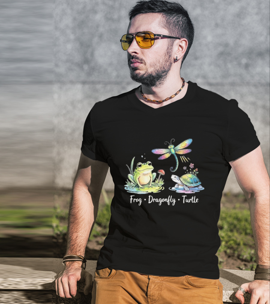 Frog Dragonfly Turtle Subtle Political Humor T-Shirt