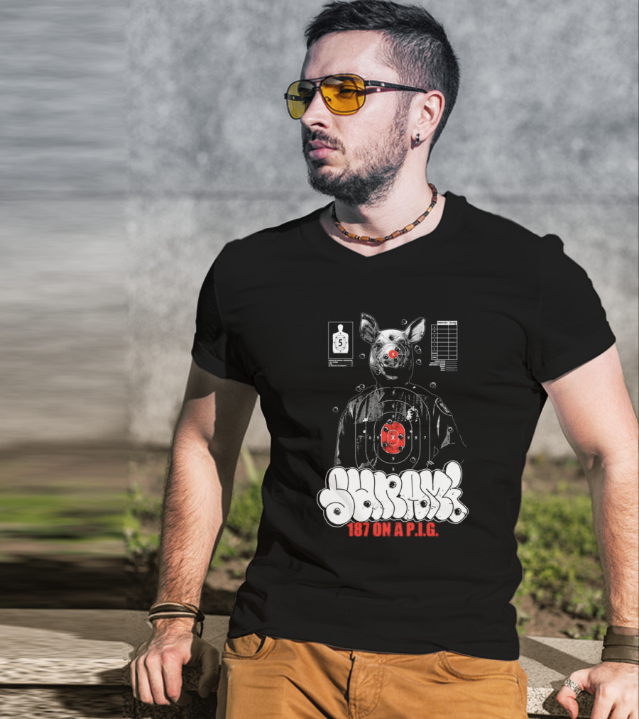 Sunami Pig 187 Target Shooting Pig Design T-Shirt