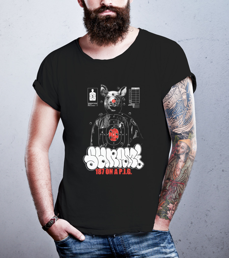 Sunami Pig 187 Target Shooting Pig Design T-Shirt