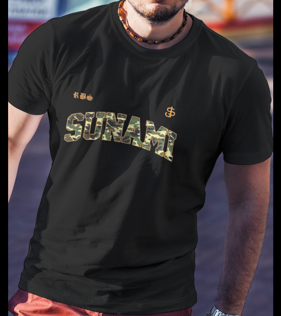 SUNAMI Varsity Camo Dollar Sign Style T-Shirt