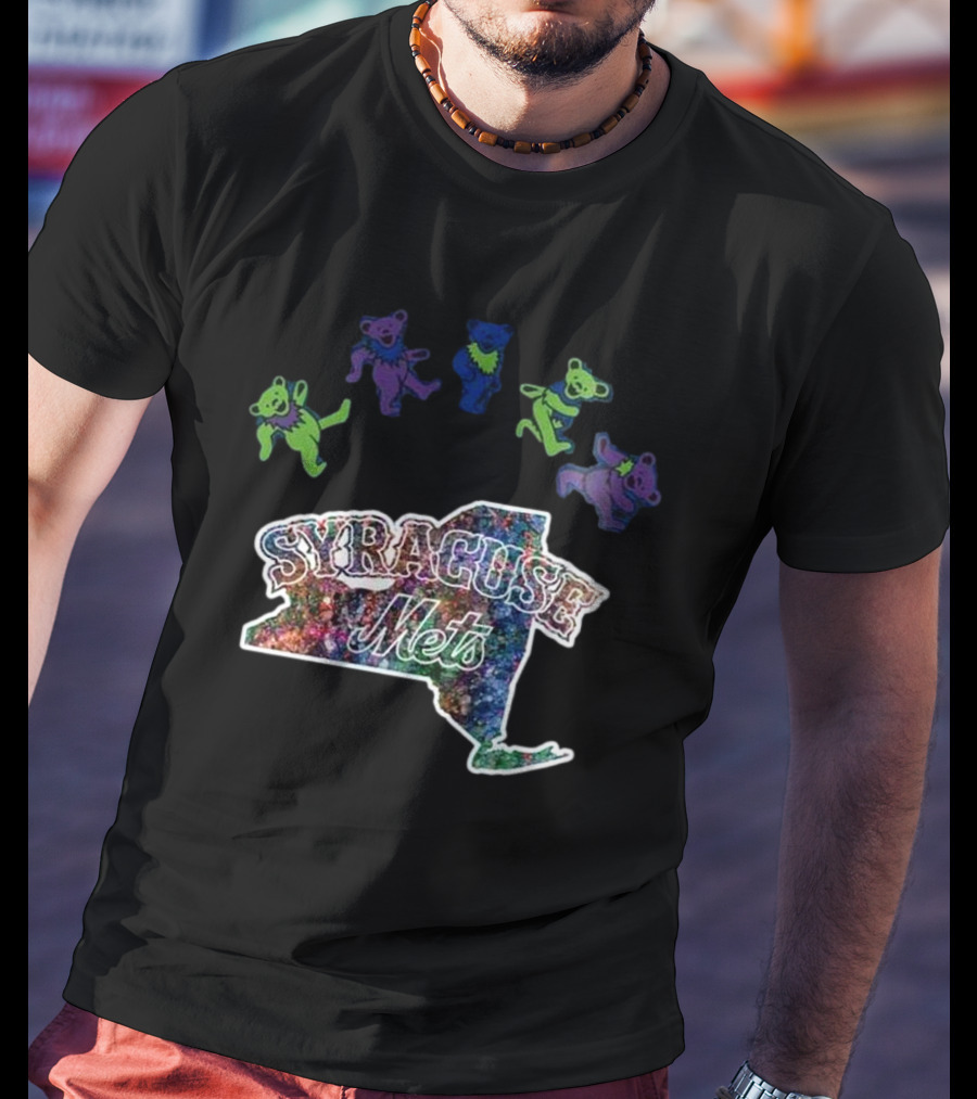 Syracuse Mets Grateful Dead Night 2025 New York Tie-Dye Dancing Bears T-Shirt