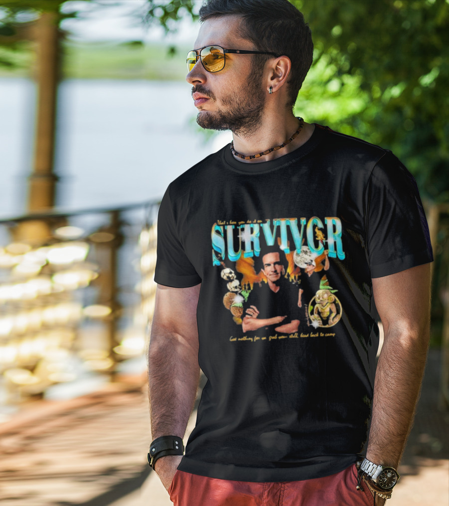 Survivor Jeff Probst Heartthrob Vintage Tiki Idol And Torches T-Shirt