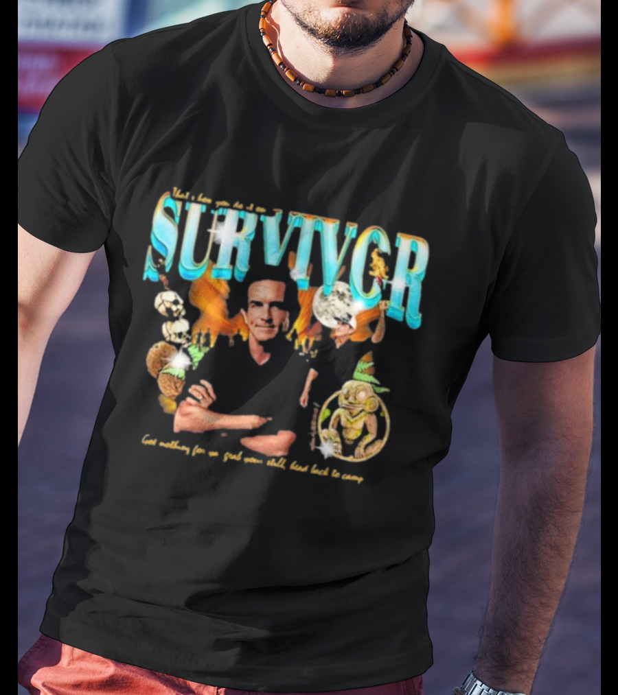 Survivor Jeff Probst Heartthrob Vintage Tiki Idol And Torches T-Shirt